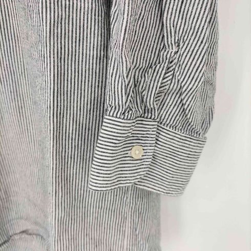ナノユニバース NANO universe FRENCH LINEN ストライプ7分丈シャツ メンズ JPN:L