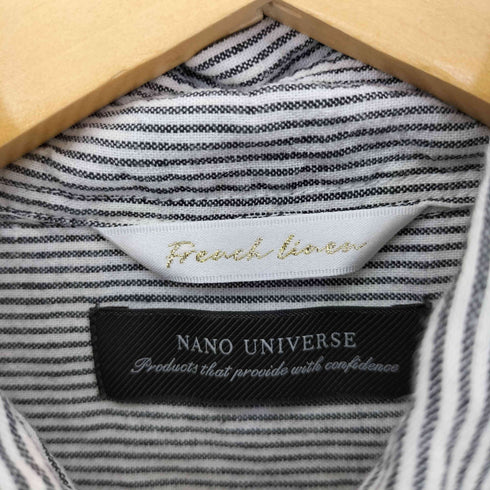 ナノユニバース NANO universe FRENCH LINEN ストライプ7分丈シャツ メンズ JPN:L