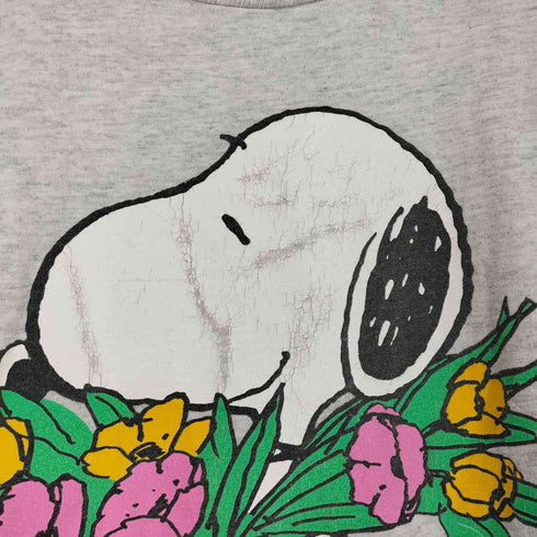 ピーナッツ PEANUTS 霜降り キャラクタープリントクルーネックTシャツ メンズ