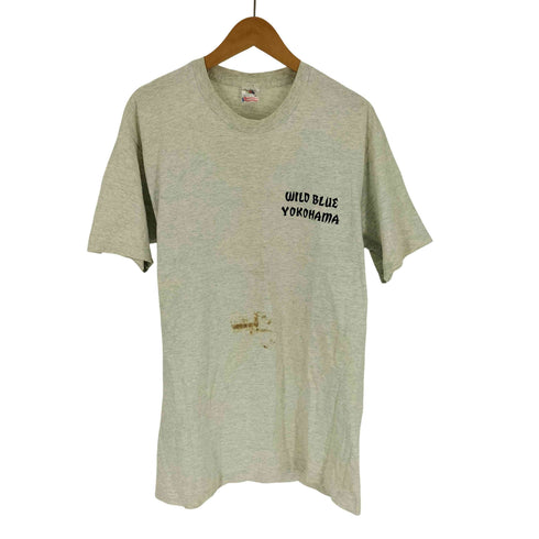 90S USA製 FRUIT OF THE LOOM ボディ WILD BLUE YOKOHAMA プリント S/S Tシャツ シングルステッチ メンズ import:L