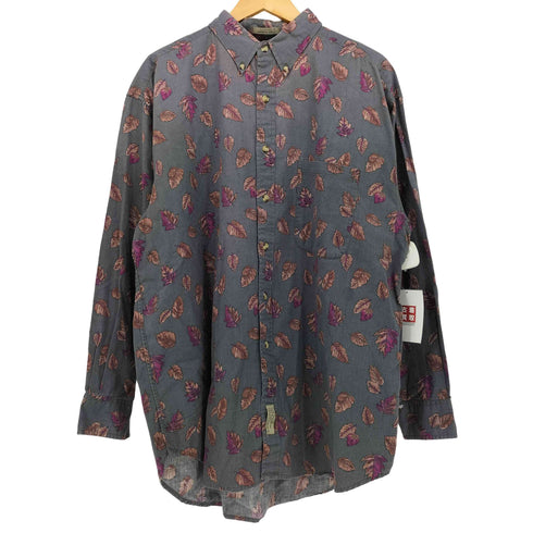 ビルブラス BILL BLASS 枯れ葉 総柄 ボタンダウン L/S シャツ メンズ import:L