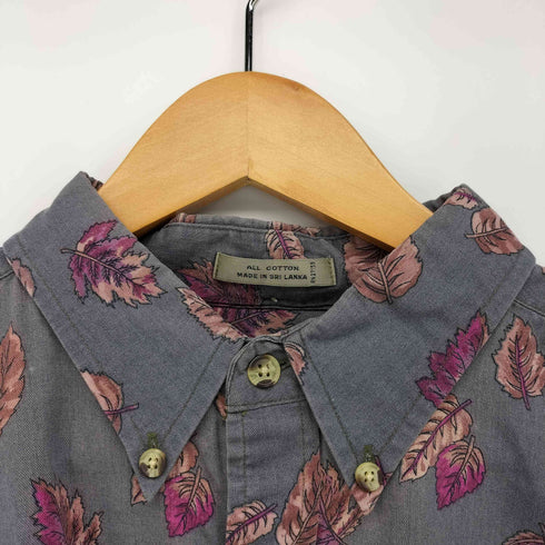 ビルブラス BILL BLASS 枯れ葉 総柄 ボタンダウン L/S シャツ メンズ import:L