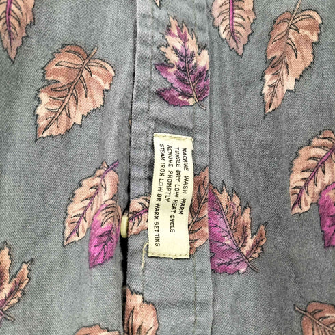 ビルブラス BILL BLASS 枯れ葉 総柄 ボタンダウン L/S シャツ メンズ import:L