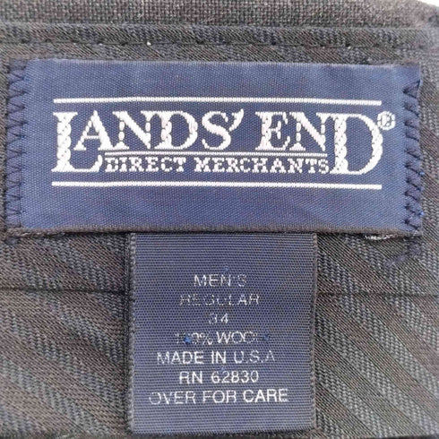 ランズエンド LANDS END 90S USA製 ウール 2タック ストライプ スラックス パンツ メンズ 34R