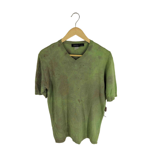 バーニーズニューヨーク BARNEYS NEWYORK イタリア製 コットンレーヨン S/S Vネックニット メンズ import:M