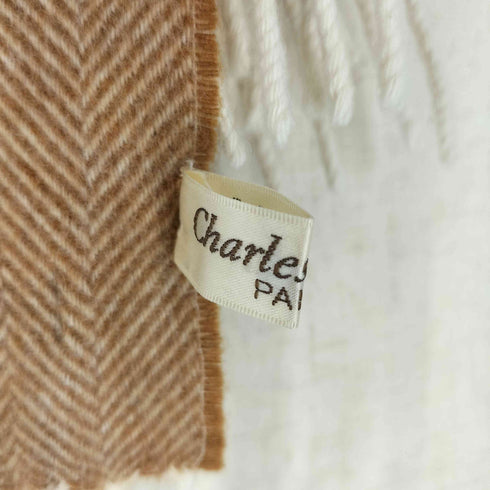Charles Raith ドイツ製 ヘリンボーン フリンジ カシミヤマフラー レディース