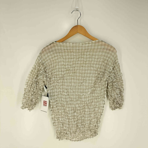 イッセイミヤケミー ISSEY MIYAKE me シワ加工 ブロックチェック カットソー レディース