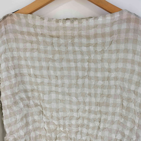 イッセイミヤケミー ISSEY MIYAKE me シワ加工 ブロックチェック カットソー レディース