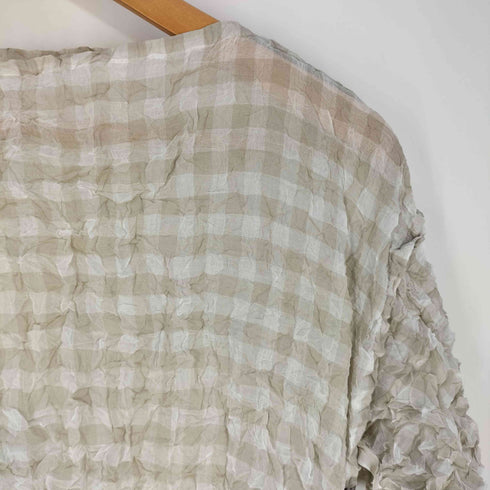 イッセイミヤケミー ISSEY MIYAKE me シワ加工 ブロックチェック カットソー レディース