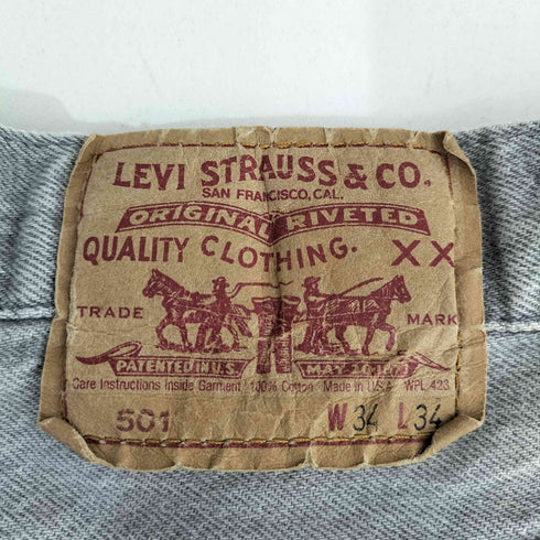 リーバイス Levis USA製 ボタン裏532刻印 501 先染め グレー デニムパンツ メンズ 34inch