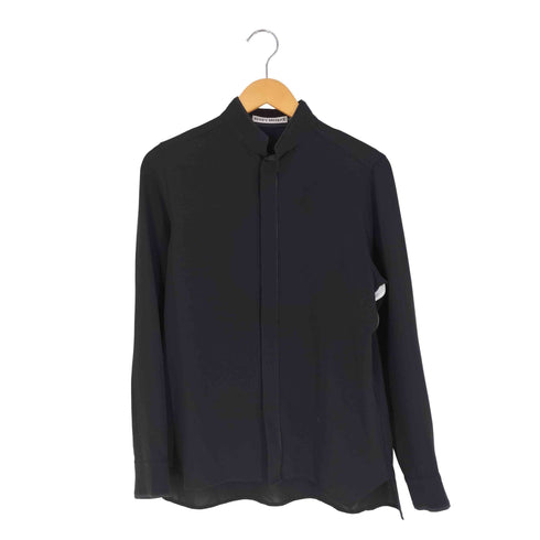 イッセイミヤケ ISSEY MIYAKE スタンドカラー比翼シャツ レディース JPN:2