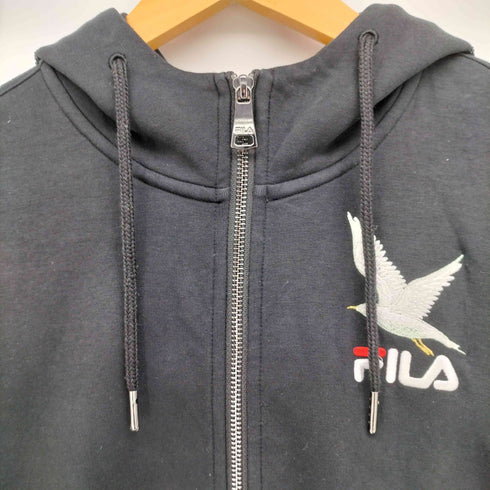 フィラ FILA アニマル ロゴ 刺繍 ラメ ジップアップ パーカー レディース JPN:M