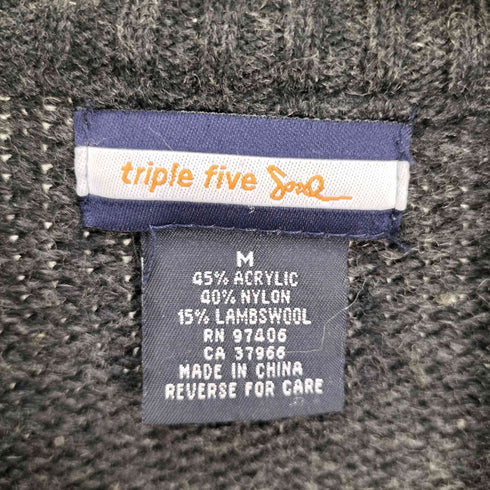 トリプルファイブソウル TRIPLE FIVE SOUL ノルディック柄 フェルトロゴプリント シングルニットライダースジャケット メンズ JPN:M