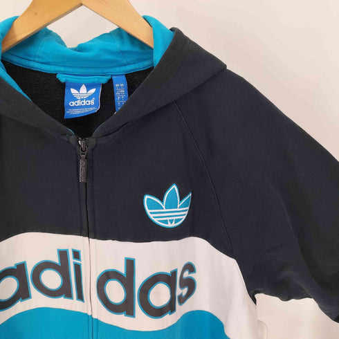 アディダス adidas トレフォイルロゴ ロゴプリント スイッチングカラー ジップアップパーカー メンズ 2XO