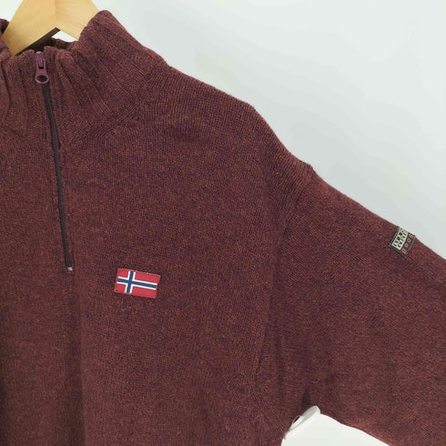 ナパピリ NAPAPIJRI イタリア製 国旗ワッペン ブレンドカラー ハーフジップ ドライバーズニット メンズ import:L