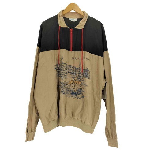 pm active wear 90S USA製 BRANSON 鹿 プリント バイカラー アノラック プルオーバー メンズ import:XXL
