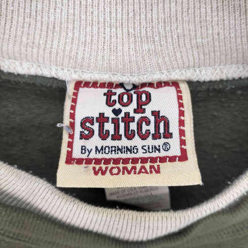 top stitch USA製 花 蝶 フラワー バタフライ 刺繍 レイヤーネック ビッグサイズ スウェット メンズ 2X