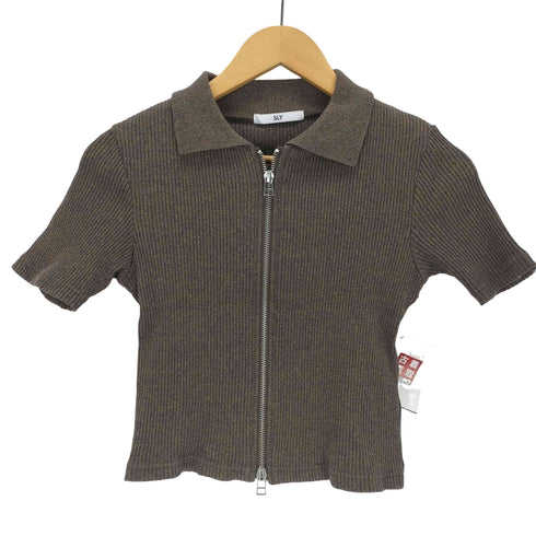 スライ SLY FRONT ZIP CUT RIB トップス レディース FREE