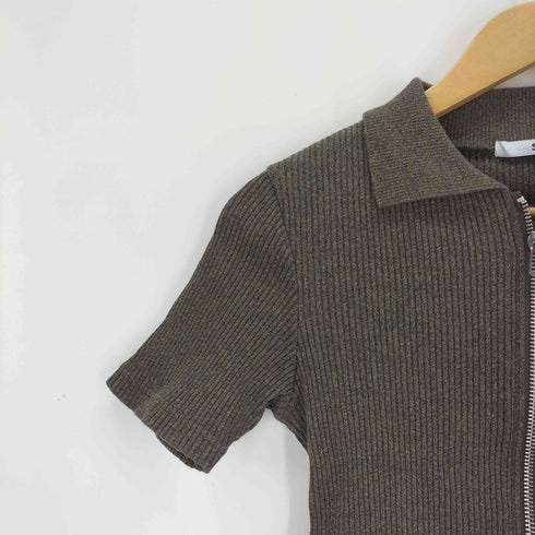 スライ SLY FRONT ZIP CUT RIB トップス レディース FREE