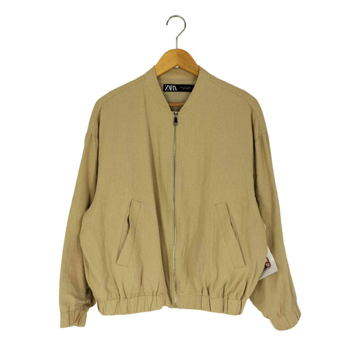 ザラ ZARA リネンレーヨン ボンバージャケット ブルゾン レディース import:M
