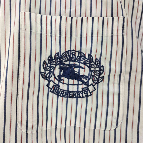 バーバリーズ BURBERRYS 刺繍ロゴ マルチストライプ半袖シャツ メンズ JPN:L