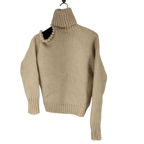 ザラ ZARA ショルダーパールタートルネックニット レディース import:S