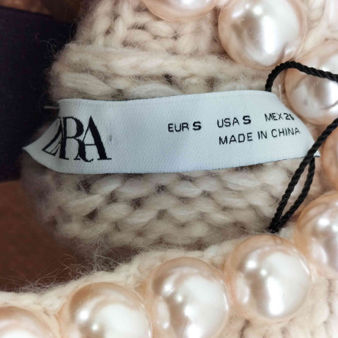 ザラ ZARA ショルダーパールタートルネックニット レディース import:S