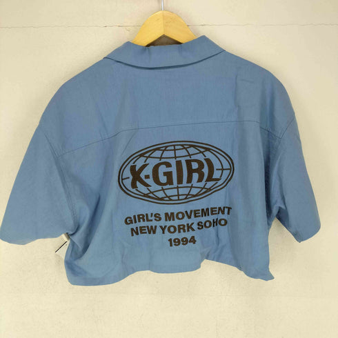 エックスガール X-girl WORLD LOGO OPEN COLLAR CROPPED SHIRT レディース JPN:M