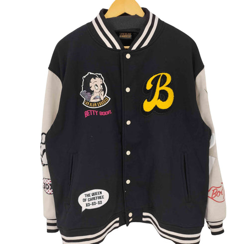 ベティー BETTY BOOP LOW BLOW KNUCKLE ロゴ 刺繍 ボンディング生地 ビッグシルエット スタジャン レディース JPN:L