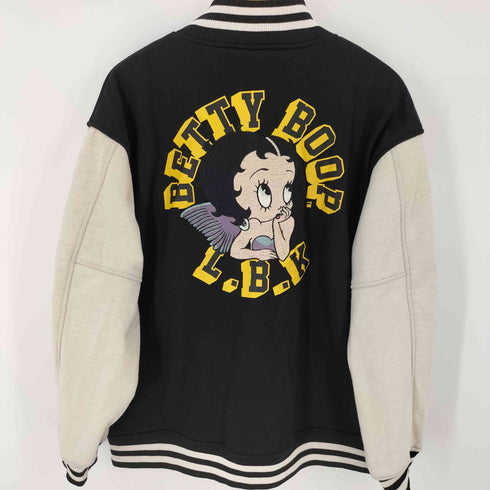 ベティー BETTY BOOP LOW BLOW KNUCKLE ロゴ 刺繍 ボンディング生地 ビッグシルエット スタジャン レディース JPN:L