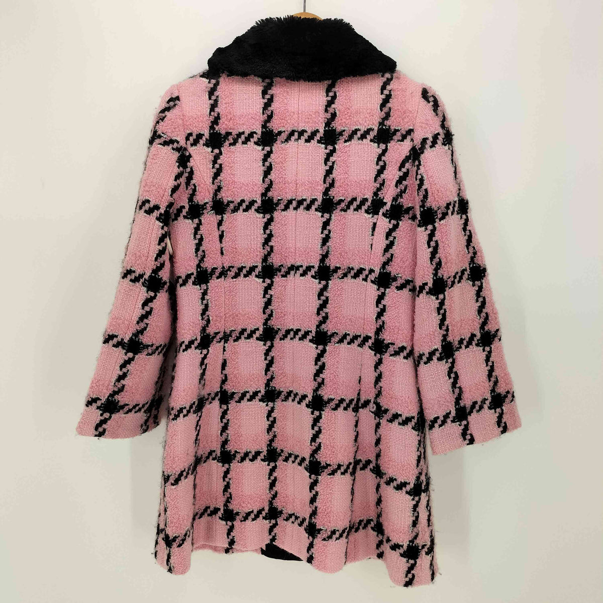 【美品】エムズグレイシー M'S GRACY ファー付きツイードコート 38 エムズグレイシー Ms GRACY 18AW ロービングファー付き ツイードコート