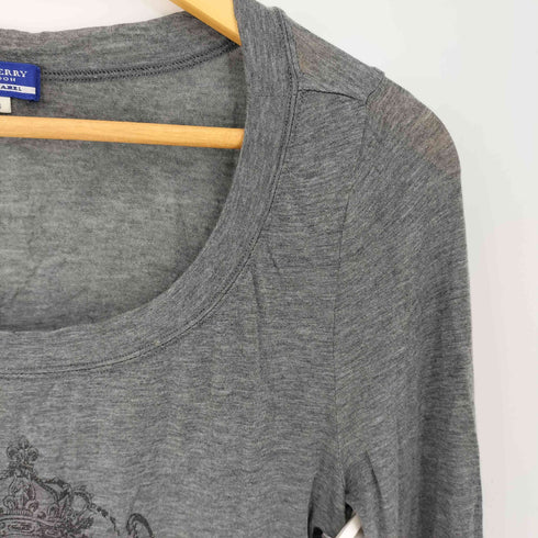 バーバリーブルーレーベル BURBERRY BLUE LABEL Y2K ボートネック ラメロゴ長袖Tシャツ レディース JPN:38