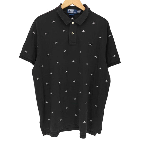 ポロバイラルフローレン Polo by RALPH LAUREN 90-00s CUSTOM FIT ドクロ総柄 ポロシャツ メンズ import:XL