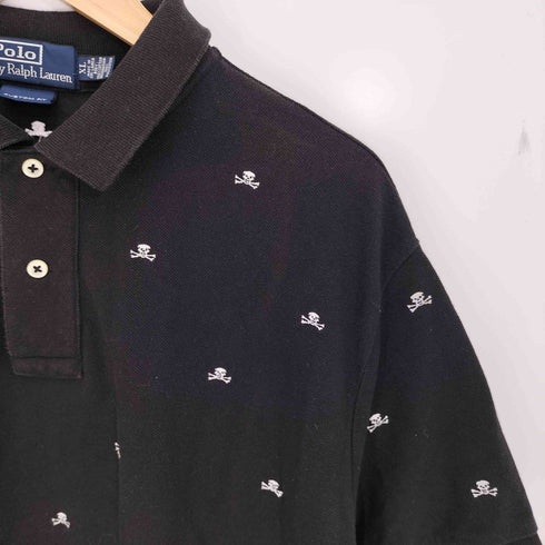 ポロバイラルフローレン Polo by RALPH LAUREN 90-00s CUSTOM FIT ドクロ総柄 ポロシャツ メンズ import:XL