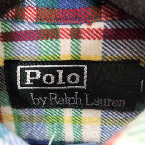 ポロバイラルフローレン Polo by RALPH LAUREN 80s 緑タグ スモールポニー刺繍 ボタンダウンL/Sチェックネルシャツ メンズ 160