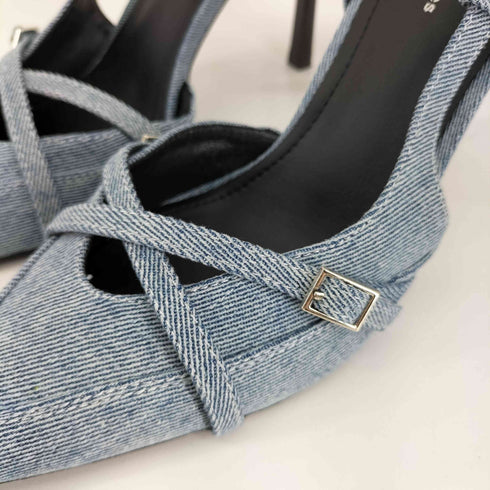 XIN JING デニムヒールパンプス レディース JPN:38