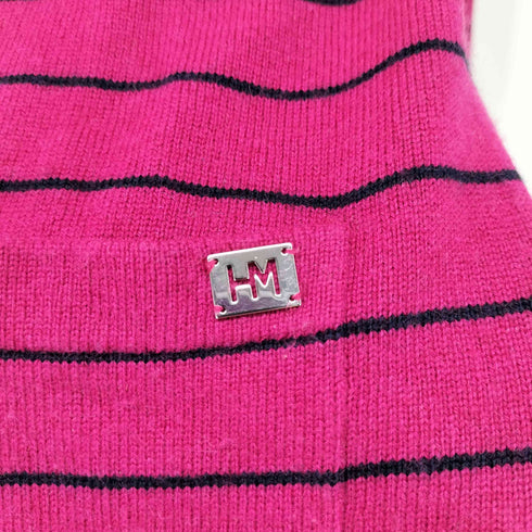 PRIMATTIVO HANAE MORI SPORTS ロゴプレート シルク カシミヤ ボーダー ニット カーディガン レディース JPN:M