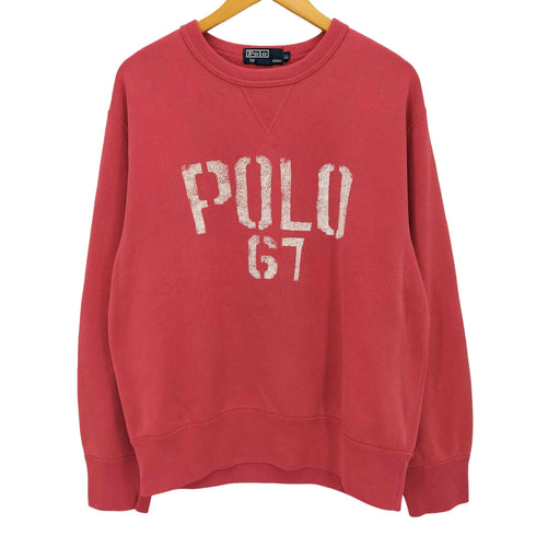 ポロバイラルフローレン Polo by RALPH LAUREN フロントプリントVガゼットクルーネックスウェット メンズ LL