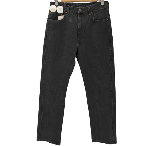 リーバイス Levis 90S 98年製 ボタン裏918 505 後染 ジップフライワイドデニムパンツ ブラックデニム メンズ 32/34