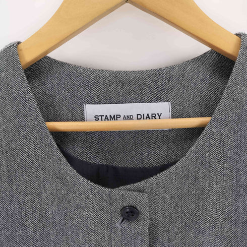 stamp and diary ヘリンボーン ノースリーブワンピース レディース