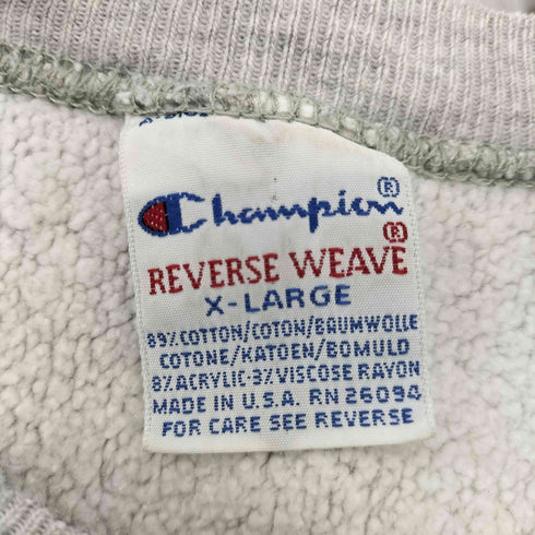 チャンピオン Champion 90S 刺しゅうタグ前期 USA製 REVERSE WEAVE 脇リブ 霜降り OREGON アーチプリント クルーネックスウェット メンズ JPN:XL