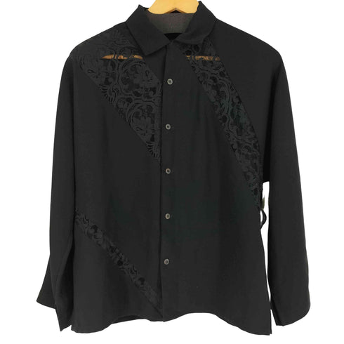 トリココムデギャルソン tricot COMME des GARCONS 93AW レース切替ドルマンスリーブオープンカラーブラウス レディース
