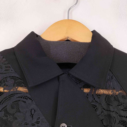 トリココムデギャルソン tricot COMME des GARCONS 93AW レース切替ドルマンスリーブオープンカラーブラウス レディース