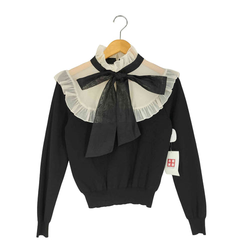 ザラ ZARA パターン切替 リボン ニット ブラウス レディース import:S