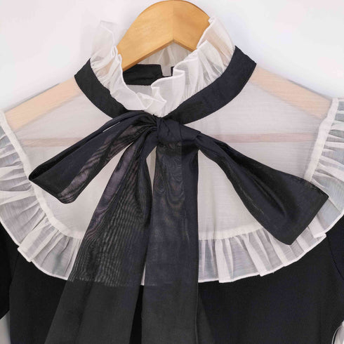 ザラ ZARA パターン切替 リボン ニット ブラウス レディース import:S
