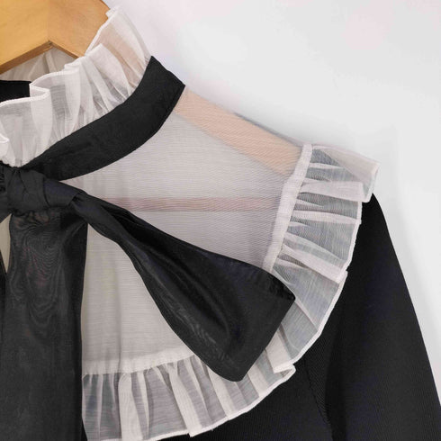 ザラ ZARA パターン切替 リボン ニット ブラウス レディース import:S