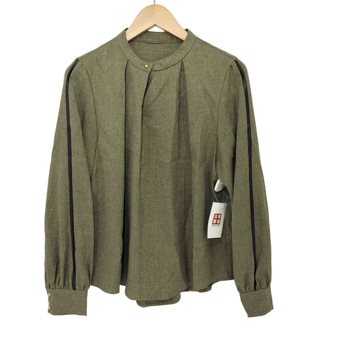 トナル TONAL ツイードライクハイネックレザーパイピングブラウス レディース 38