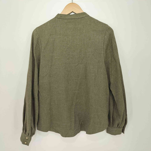 トナル TONAL ツイードライクハイネックレザーパイピングブラウス レディース 38