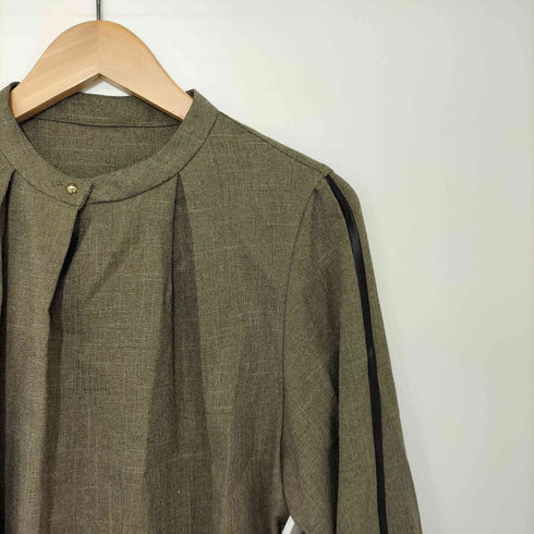 トナル TONAL ツイードライクハイネックレザーパイピングブラウス レディース 38