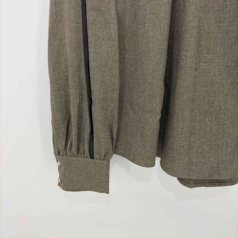 トナル TONAL ツイードライクハイネックレザーパイピングブラウス レディース 38